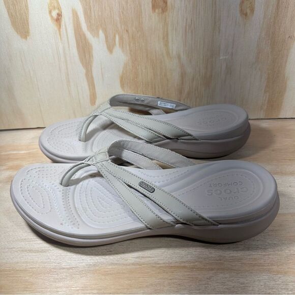 Crocs Beige Sandals Women’s Size 11 - Picture 1 of 6